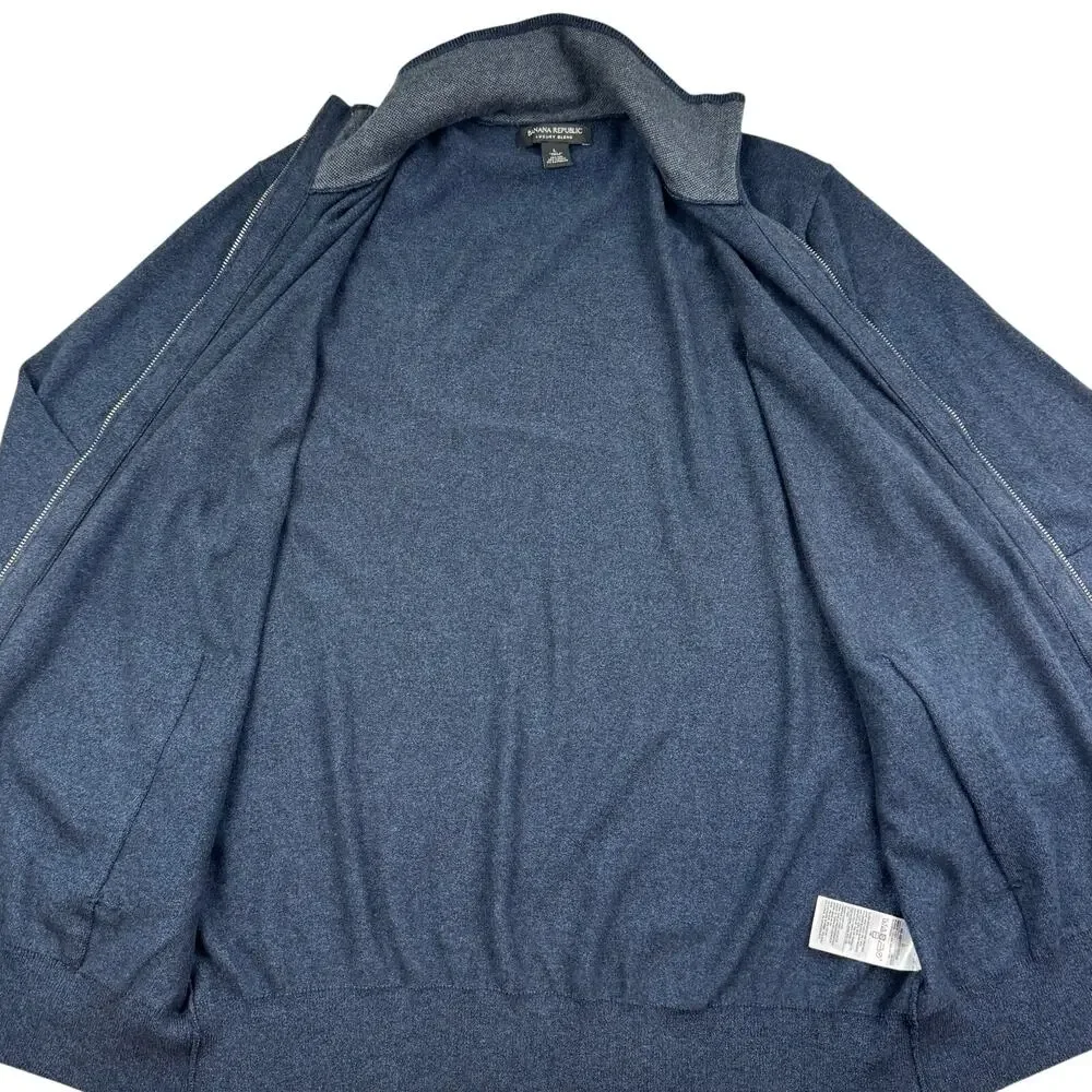 Banana Republic Luxury Silk Cashmere Blend Knit Front Zipper Cardigan Men's L